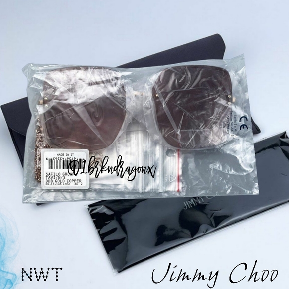 NWT Square Frame Copper Gold Sunglasses Jimmy Choo Shades Genuine Brand New Case main image 5